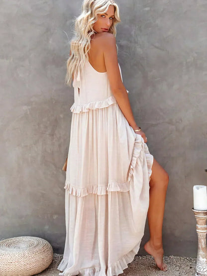 Emilia™ - Halter Ruffle Maxi Dress