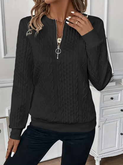 Elysha™ - Textured Quarter-Zip Pullover