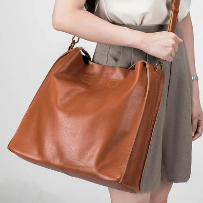 Grace’s Timeless Elegance | Genuine Cowhide Leather Tote Bag