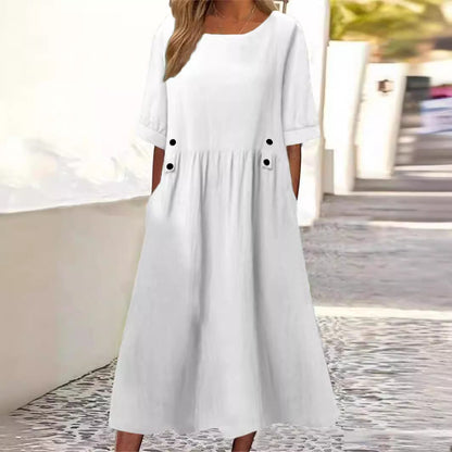 Aida™ - Button-Accent Midi Dress