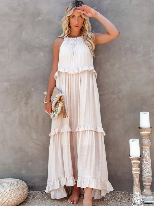 Emilia™ - Halter Ruffle Maxi Dress